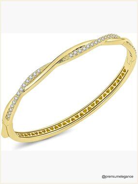 Moissanite Infinity Twisted Bracelet 14K Gold Plated D VVS1 Stones Stackable
